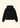 A black pullover hoodie shown from the back, photographed flat against a solid, warm off-white background.